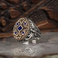 thumbnail image 1 of Two Tone Geometric Alloy Ring With Artificial Gem Inlay Birthday Gift Women European American Fashion Jewelry Trend, 1 of 2