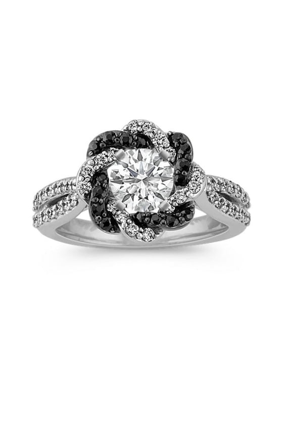 Womens Two Tone Rose Flower Ring Electroplated Fashion Jewelry European American Design Ring Gift for Her Alloy Ring