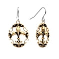 thumbnail image 1 of Womens Two-Tone Stainless Steel Antiqued Fleur-de-lis Dangle Earrings, 1 of 4