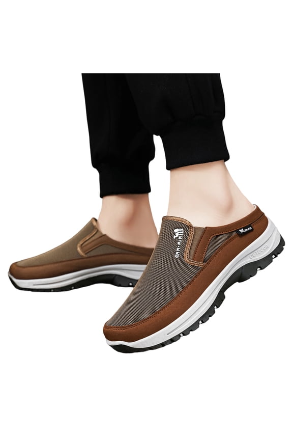 Womens Two-Tone Synthetic Suede Patch Backless Slip On Mule Sneakers Ventilated Air Circulation Cushioned Traction Outsole All Season Travel Lazy Slide Daily Footwear