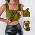 thumbnail image 1 of Womens U Neck Shapewear Built-in Bra Tank High Strechy Sleeveless Slim Fit Tops Camisole Workout Tops Green L, 1 of 5