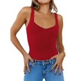 thumbnail image 1 of Womens U-Neck Tank Tops for Women 2025 Slim Fitted Soft Basic Shirts Red L, 1 of 9