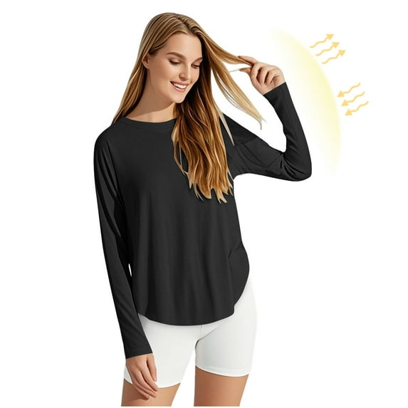 Womens UPF 50+ Long Sleeve Shirts Side Split Ultra Soft Textured Tops Shirts Quick Dry Athletic Stretch Tunics T-Shirts Rash Guard UV SPF Tees Shirt Blouses Fishing Hiking Swim Cover Up