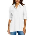 thumbnail image 1 of Womens UPF 50+ Long Sleeve UV Sun Protection Shirts Fishing Hiking Button Down Dress Shirt Swim Cover Up for Women Fall Clothes, 1 of 6