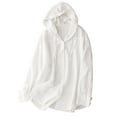 thumbnail image 1 of Womens UPF 50+ Sun Protection Cotton Linen Hoodie Tops Summer Hooded Long Sleeve Shirts Dressy Casual Tees, 1 of 7