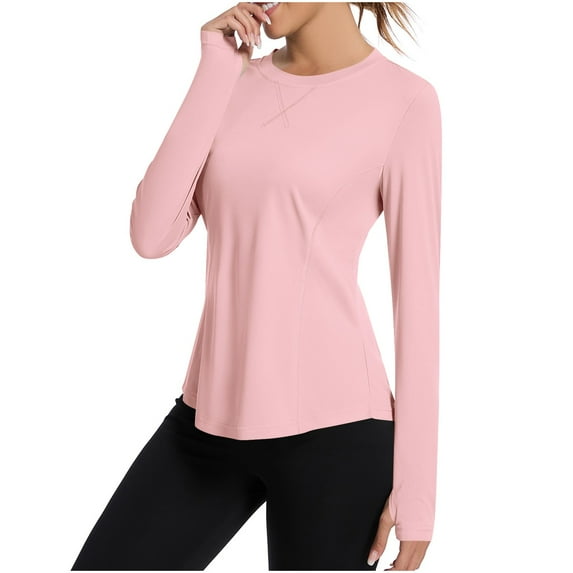 Womens UPF 50+ Sun Protection T-Shirt Long-Sleeve Crew-Neck Shirt Soft Breathable Casual Tee