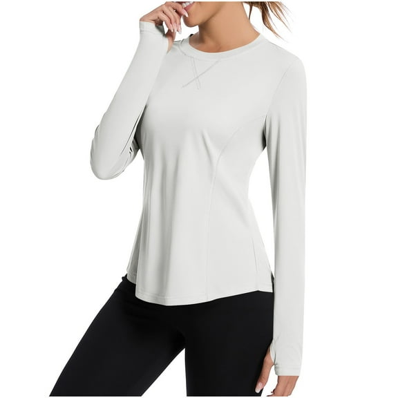 Womens UPF 50+ Sun Protection T-Shirt Long-Sleeve Crew-Neck Shirt Soft Breathable Casual Tee