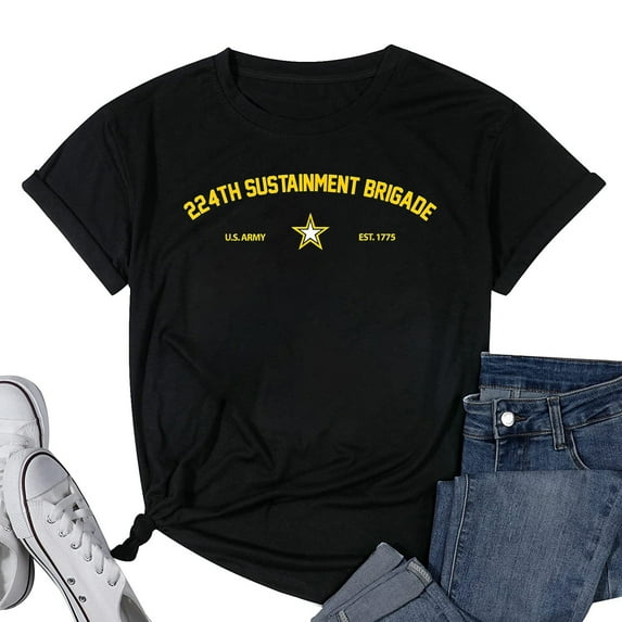 Womens US Army 224th Sustainment Brigade T-Shirt Black Large