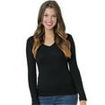 thumbnail image 1 of Womens USA-Made Long Sleeve Deep V-Neck T-Shirt  Charcoal - Extra Small, 1 of 1