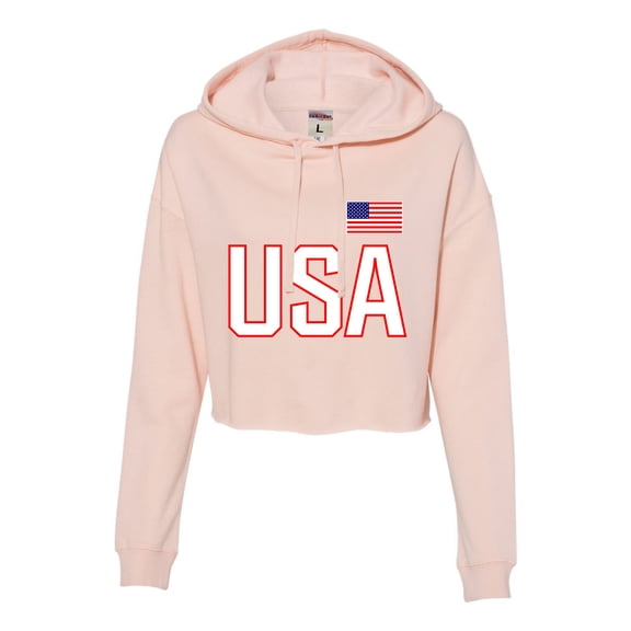 Womens USA National Pride Cropped Hooded Sweatshirt