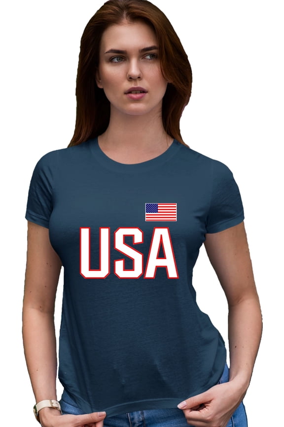Womens USA National Pride Deluxe Soft T-Shirt