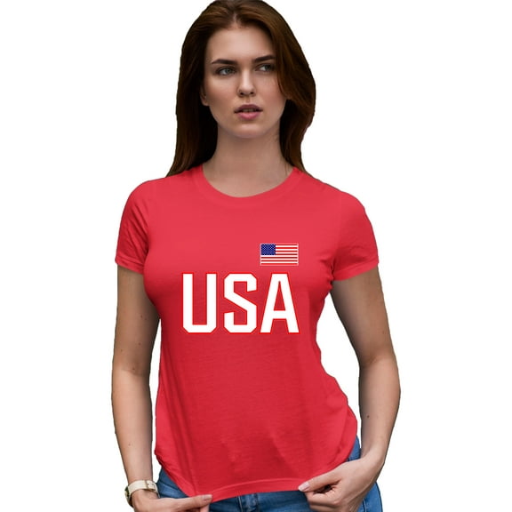 Womens USA National Pride Deluxe Soft T-Shirt