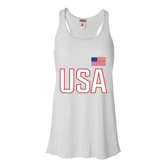 Womens USA National Pride Flowy Racerback Tank Top T-Shirt