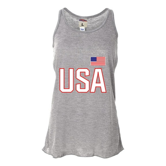 Womens USA National Pride Flowy Racerback Tank Top T-Shirt