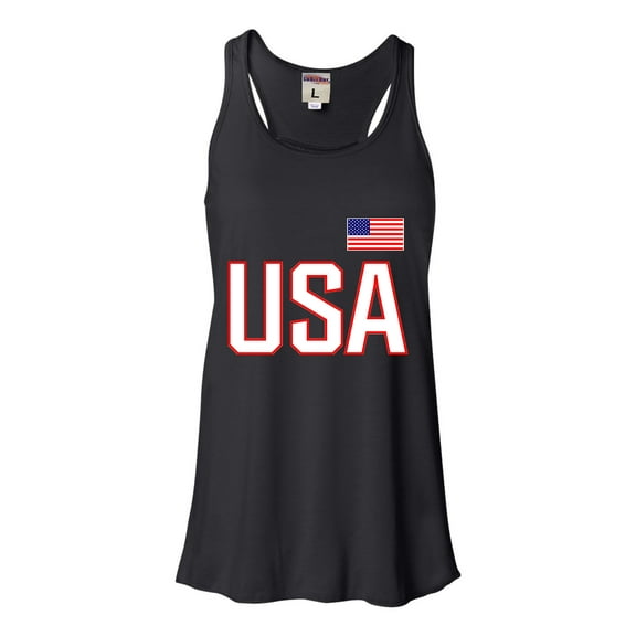 Womens USA National Pride Flowy Racerback Tank Top T-Shirt