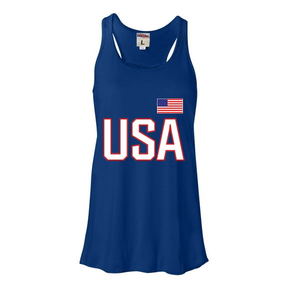 Womens USA National Pride Flowy Racerback Tank Top T-Shirt