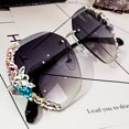 thumbnail image 1 of Womens Sunglasses UV400 Resin Lens Rhinestone Decor Plate Frame Neon Gray Diamond Casual Everyday Style Trendy, 1 of 2