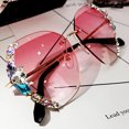 thumbnail image 1 of Womens Sunglasses UV400 Resin Lens Rhinestone Decor Plate Frame Neon Gray Diamond Casual Everyday Style Trendy, 1 of 2