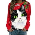 thumbnail image 1 of Womens Ugly Christmas Cat Sweatshirts Fall Casual Xmas Graphic Pullover Tops Crewneck Long Sleeve Oversized Shirt, 1 of 3