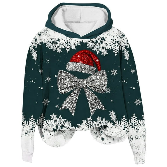 Womens Christmas Sweater Casual Long Sleeve Christmas Print Soft Athletic Womens Holiday Clothing,Dark Green,2XL