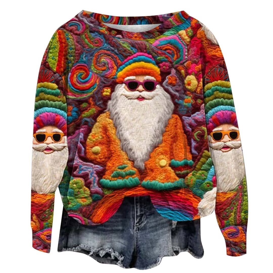 Womens Ugly Christmas Sweater Plus Size Fall 2024 Long Sleeve Santa ...