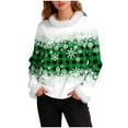 thumbnail image 1 of Womens Ugly Christmas Sweaters Faux Furry Trim Crewneck Rib-Knit Sweatshirts Long Sleeve Holiday Pullover Tops (L, Green), 1 of 7