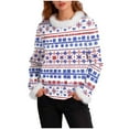 thumbnail image 1 of Womens Ugly Christmas Sweaters Faux Furry Trim Crewneck Rib-Knit Sweatshirts Long Sleeve Holiday Pullover Tops (L, Purple), 1 of 7
