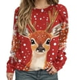 thumbnail image 1 of Womens Ugly Christmas Sweatshirts Fashion Xmas Printed Crewneck Long Sleeve Blouses Fall Casual Loose Fit Pullover Tops Red 2 S, 1 of 5