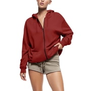Womens Ultimate Heavyweight Zip Up Hoodie Jacket Loose Fit Fleece Essentials Oversized Outerwear