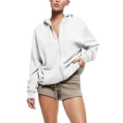 Womens Ultimate Heavyweight Zip Up Hoodie Jacket Loose Fit Fleece Essentials Oversized Outerwear