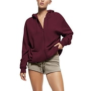 Womens Ultimate Heavyweight Zip Up Hoodie Jacket Loose Fit Fleece Essentials Oversized Outerwear