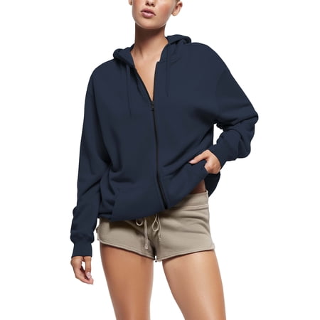 Womens Ultimate Heavyweight Zip Up Hoodie Jacket Loose Fit Fleece Essentials Oversized Outerwear