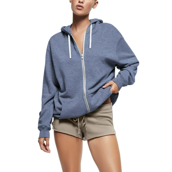 Womens Ultimate Heavyweight Zip Up Hoodie Jacket Loose Fit Fleece Essentials Oversized Outerwear