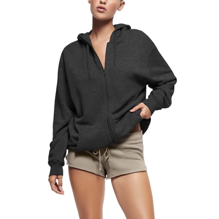 Womens Ultimate Heavyweight Zip Up Hoodie Jacket Loose Fit Fleece Essentials Oversized Outerwear