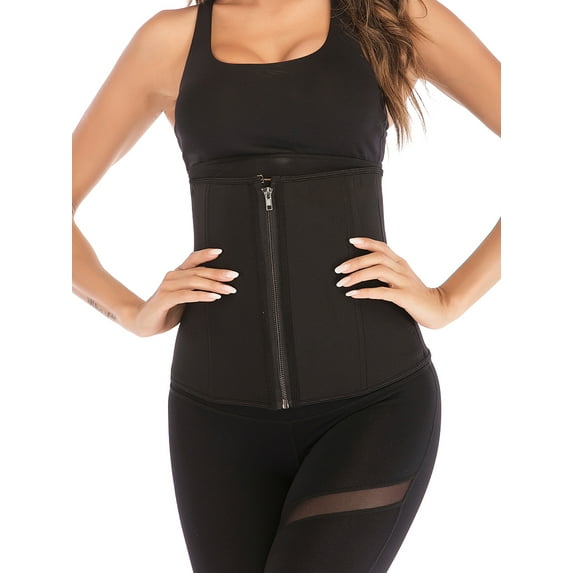 Womens Ultra Firm Control Shapewear Shaping Waist Trainer Cincher Corset Body Shaper Tummy Control Fat Burner Black Plus Size