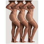 On the Go Womens Ultra Sheer Pantyhose Coffee Size Large 3 Pair Pack