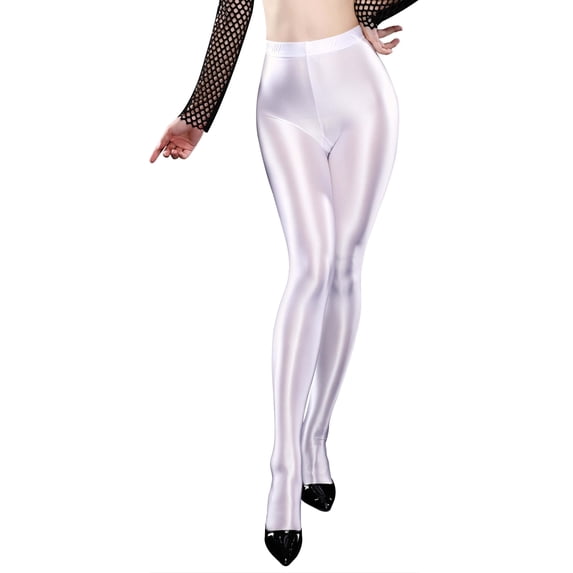 Womens Ultra Shimmery Footed Tights Oil Glossy Pantyhose Solid Color Opaque Yoga Stockings Stockings Pants Sports Fitness Leggings Trousers Clubwear for Valentine's Day Gifts