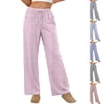 thumbnail image 1 of Womens Ultra-Soft Pajama Pants Woman’S Solid-Color Striped Stretched-Waist Straight-Leg Trousers And Pajies Light Blue M, 1 of 9