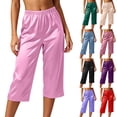 thumbnail image 1 of Womens Ultra-Soft Pajama Pants Womens Pants Summer Women's Pajama Pants Imitation Ice Silk Satin Cool And Comfortable In Summer Loose Plus Size Solid Color Home Pants Sky Blue Xl, 1 of 6