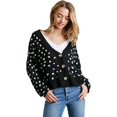 thumbnail image 1 of Womens Umgee Dalmatian Hand Printed Button Front Knit Cardigan with Pockets, 1 of 3