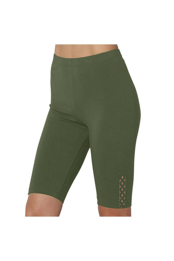 Womens Under Skirt Pants Soft Stretch Knee Length Yoga Leggings Hollow Out Lace Shorts for Women