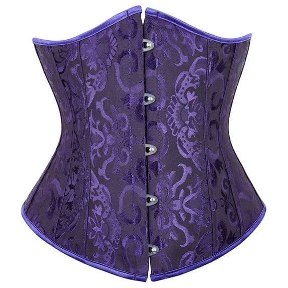 Womens Underbust Corset Plus Size Gothic Corset Cincher Medieval Corsets for Women Jacquard Vintage Waist Corset Top Black Purple Size 6XL
