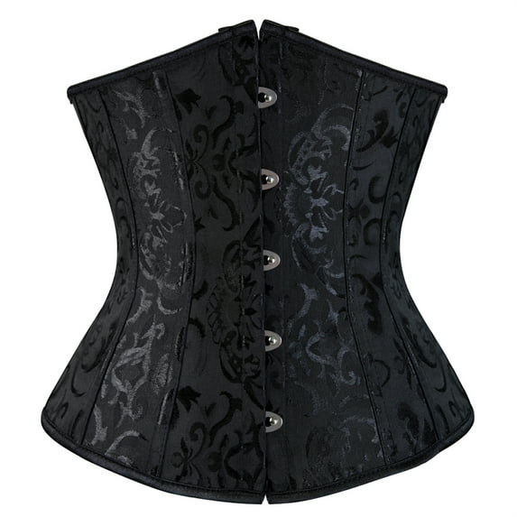 Womens Underbust Corset Plus Size Gothic Corset Cincher Medieval Corsets for Women Jacquard Vintage Waist Corset Top Black Size 5XL