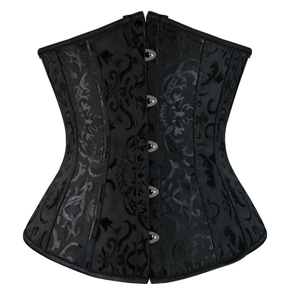 Womens Underbust Corset Plus Size Gothic Corset Cincher Medieval Corsets for Women Jacquard Vintage Waist Corset Top Black Size M