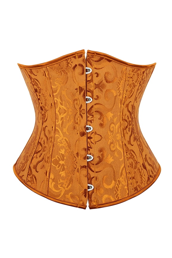 Womens Underbust Corset Plus Size Gothic Corset Cincher Medieval Corsets for Women Jacquard Vintage Waist Corset Top Gold Size 3XL