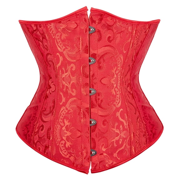 Womens Underbust Corset Plus Size Gothic Corset Cincher Medieval Corsets for Women Jacquard Vintage Waist Corset Top Red Size 5XL