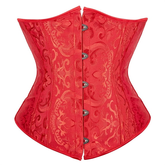 Womens Underbust Corset Plus Size Gothic Corset Cincher Medieval Corsets for Women Jacquard Vintage Waist Corset Top Red Size XS