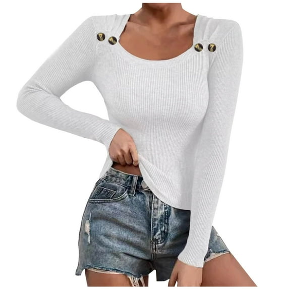 Womens Undershirt Knit Pullover Sweater Long Sleeve Casual Blouse