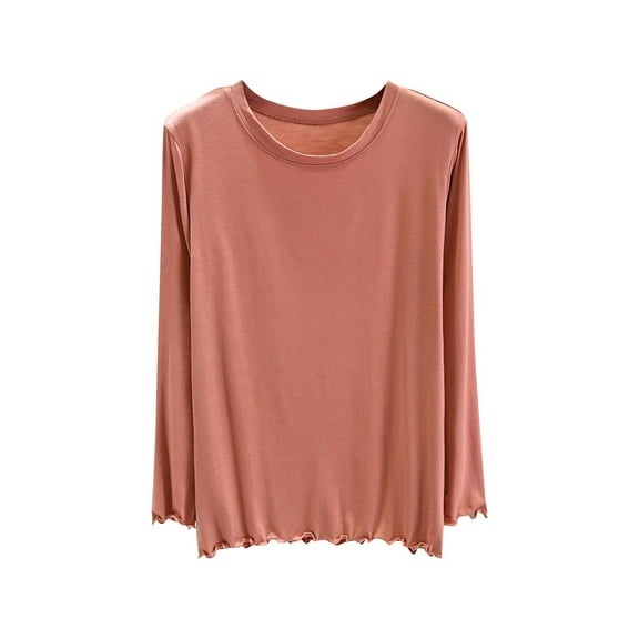Womens Undershirt Modal Long Sleeve Round Neck Stretchy Comfort Shirt Lightweight Breathable Layering Tee Everyday Casual Top