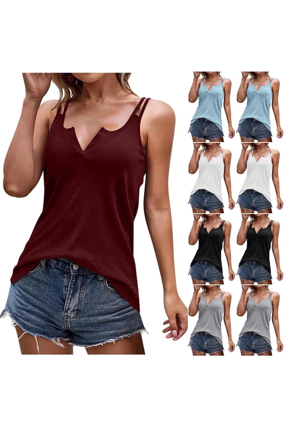 Womens Undershirt Tank Tops Pack Womens Ribbed V-Neck Camisole, Double Strap Sleeveless Knit Tank Tops, Loose Fitting for Summer Daily Wear Gray 3XL